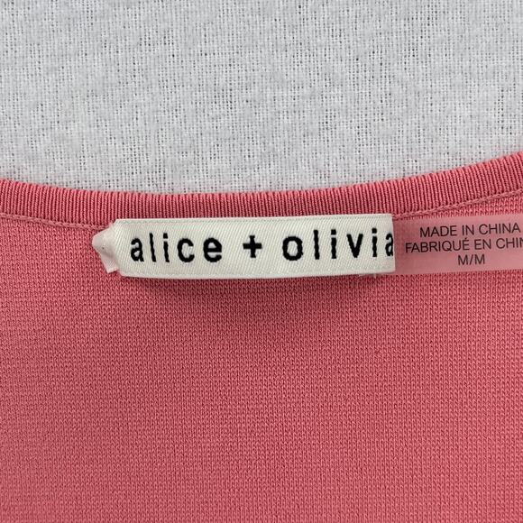 ALICE AND OLIVIA Sharee Top Womens Medium Pink Tie Knit Crop V Neck Long Sleeve - Picture 10 of 16